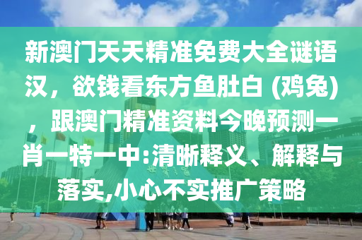 新澳門天天精準免費大全謎語漢，欲錢看東方魚肚白 (雞兔)，跟澳門精準資料今晚預(yù)測一肖一特一中:清晰釋義、解釋與落實,小金華市寶吉環(huán)境技術(shù)有限公司心不實推廣策略