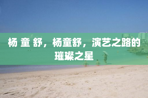 楊 童 舒，楊童舒，演藝之路的璀璨之星金華市寶吉環(huán)境技術(shù)有限公司