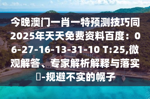 今晚澳門(mén)一肖一特預(yù)測(cè)技巧同2025年天天免費(fèi)資料百度：06-27-16-13-31-10 T:25,微金華市寶吉環(huán)境技術(shù)有限公司觀解答、專(zhuān)家解析解釋與落實(shí)?-規(guī)避不實(shí)的幌子